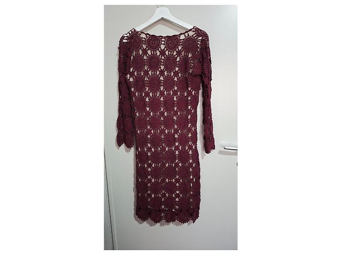 Vestido de crochet Prada espalda descubierta Roja Burdeos - vista 5