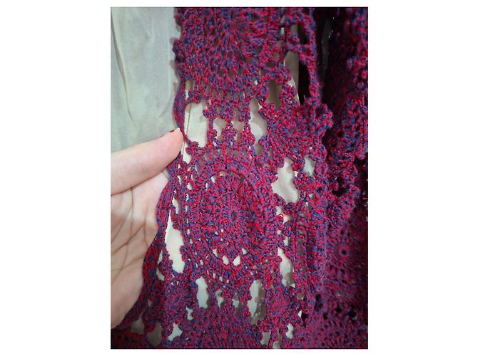 Vestido de crochet Prada espalda descubierta Roja Burdeos - vista 6