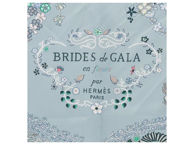Hermès Foulard Hermes Carre 90 BRIDES de GALA Bianco Blu Multicolore - vista 4