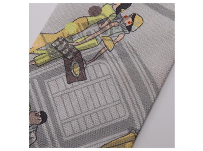 Hermès Hermes Twilly EX-LIBRIS LES PARISIENNE Seidenschal Braun Mehrfarben Gelb - Ansicht 7