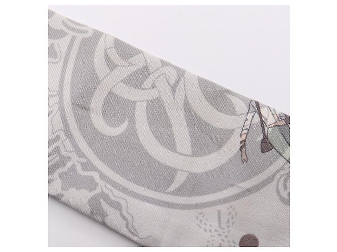 Hermès Hermes Twilly EX-LIBRIS LES PARISIENNE Seidentuch Braun Mehrfarben Gelb - Ansicht 6