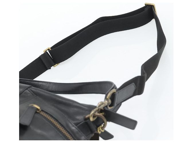 Borsa a Tracolla Coach in Pelle 2way Nera Tono Oro Auth 195478A Nero - vista 15