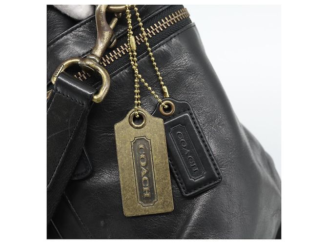 Borsa a Tracolla Coach in Pelle 2way Nera Tono Oro Auth 195478A Nero - vista 19