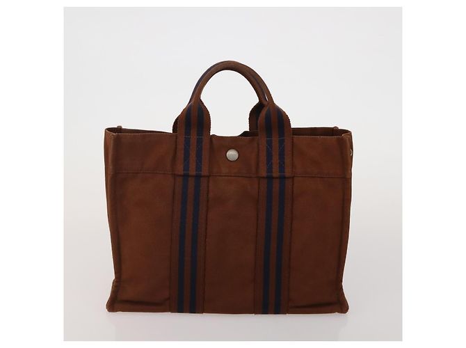 Hermès Borsa HERMES Fourre Tout in cotone 5 Set Nero Rosso Blu Navy Auth BA14521 - vista 12