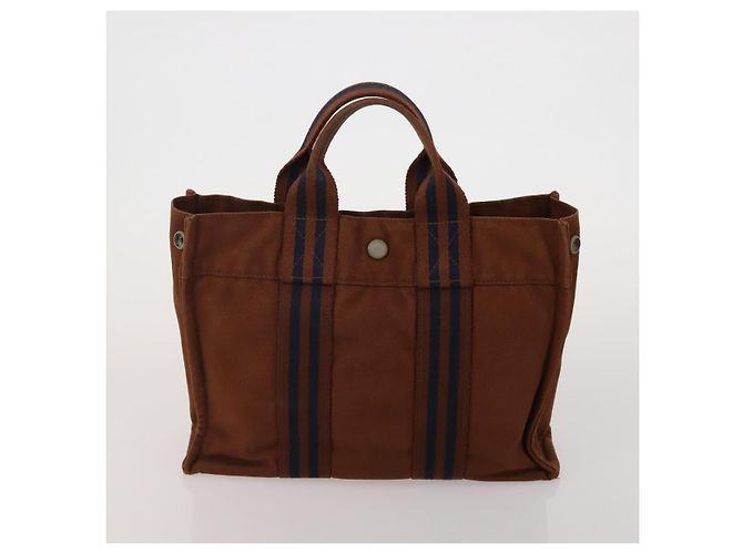 Hermès Borsa HERMES Fourre Tout in cotone 5 Set Nero Rosso Blu Navy Auth BA14521 - vista 13