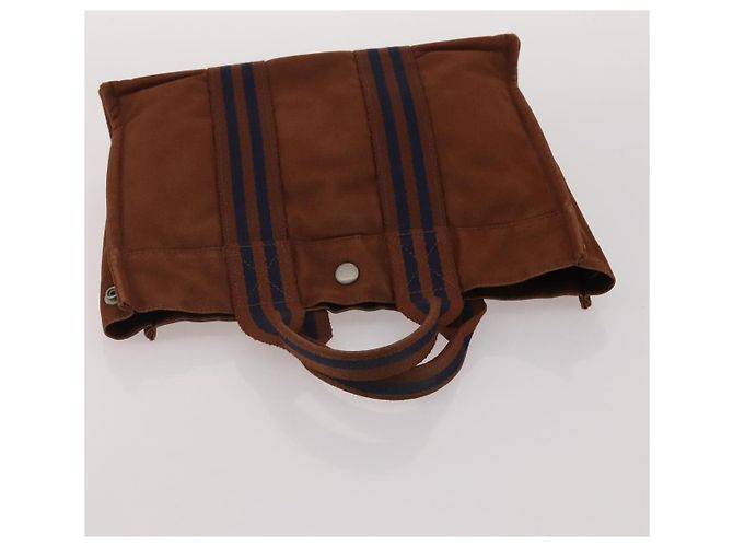 Hermès Borsa HERMES Fourre Tout in cotone 5 Set Nero Rosso Blu Navy Auth BA14521 - vista 14