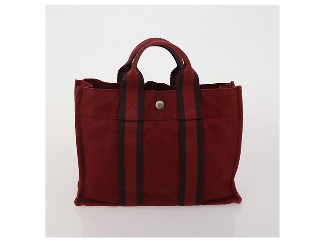 Hermès Borsa HERMES Fourre Tout in cotone 5 Set Nero Rosso Blu Navy Auth BA14521 - vista 18