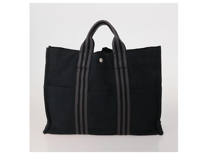 Hermès Borsa HERMES Fourre Tout in cotone 5 Set Nero Rosso Blu Navy Auth BA14521 - vista 2