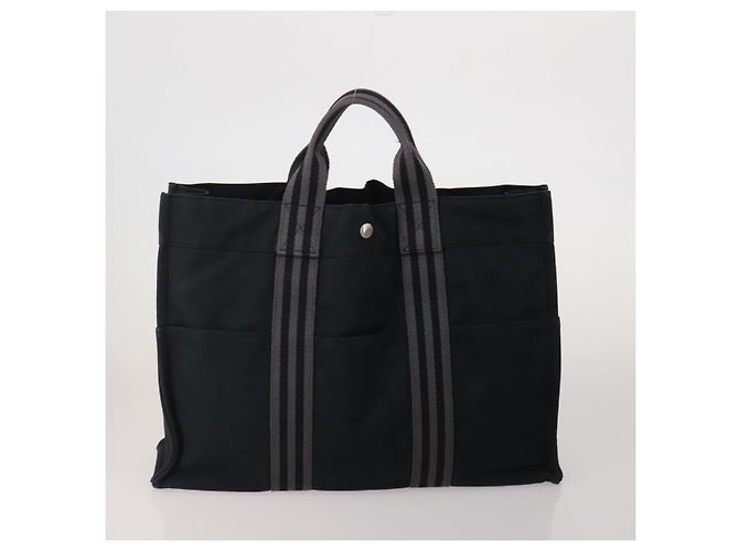 Hermès Borsa HERMES Fourre Tout in cotone 5 Set Nero Rosso Blu Navy Auth BA14521 - vista 3