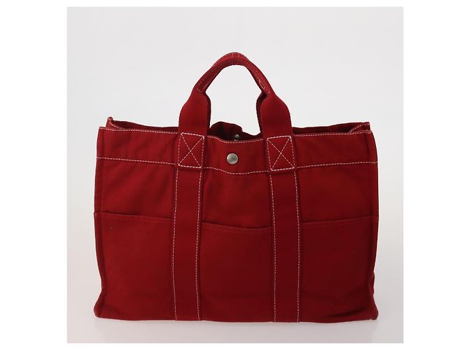 Hermès Borsa HERMES Fourre Tout in cotone 5 Set Nero Rosso Blu Navy Auth BA14521 - vista 7