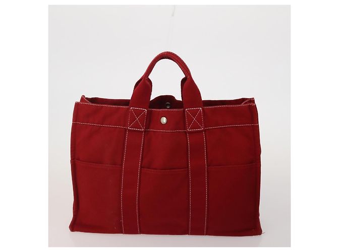 Hermès Borsa HERMES Fourre Tout in cotone 5 Set Nero Rosso Blu Navy Auth BA14521 - vista 8