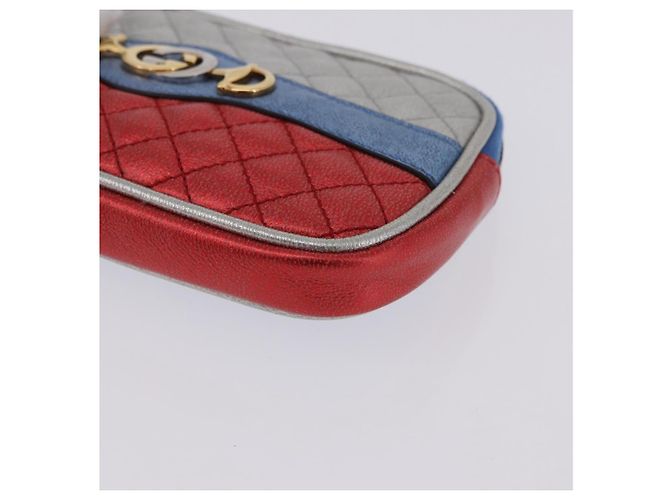 GUCCI Pochette in pelle Oro Argento 542202 Auth 196828V D'oro - vista 14