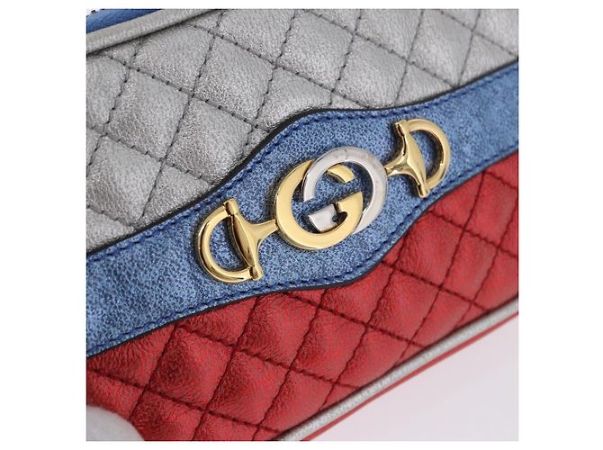 GUCCI Pochette in pelle Oro Argento 542202 Auth 196828V D'oro - vista 17