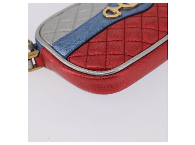GUCCI Pochette in pelle Oro Argento 542202 Auth 196828V D'oro - vista 8