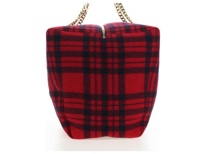 Céline Borsa CELINE Triomphe Chain Large Pliage Patapan in lana rossa e oro Auth 194727SAM Rosso D'oro - vista 3
