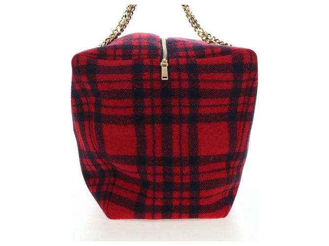 Céline Borsa CELINE Triomphe Chain Large Pliage Patapan in lana rossa e oro Auth 194727SAM Rosso D'oro - vista 4