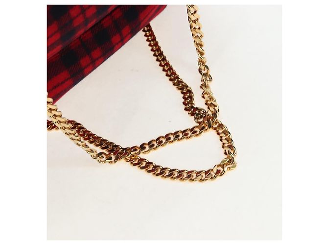 Céline Borsa CELINE Triomphe Chain Large Pliage Patapan in lana rossa e oro Auth 194727SAM Rosso D'oro - vista 7