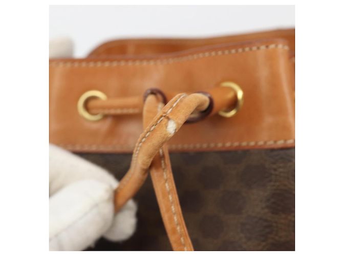 Céline Borsa a Tracolla CELINE Macadam Canvas PVC Pelle Marrone Oro Auth 194254A D'oro - vista 10