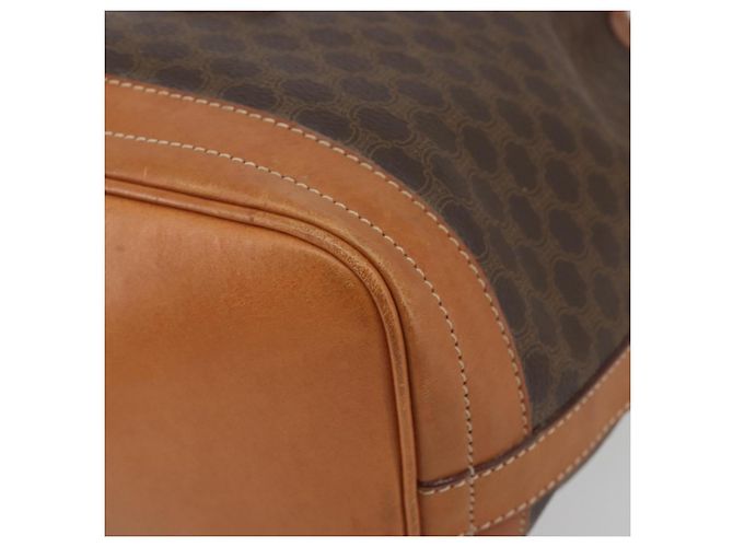 Céline Borsa a Tracolla CELINE Macadam Canvas PVC Pelle Marrone Oro Auth 194254A D'oro - vista 14