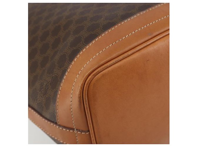 Céline Borsa a Tracolla CELINE Macadam Canvas PVC Pelle Marrone Oro Auth 194254A D'oro - vista 17