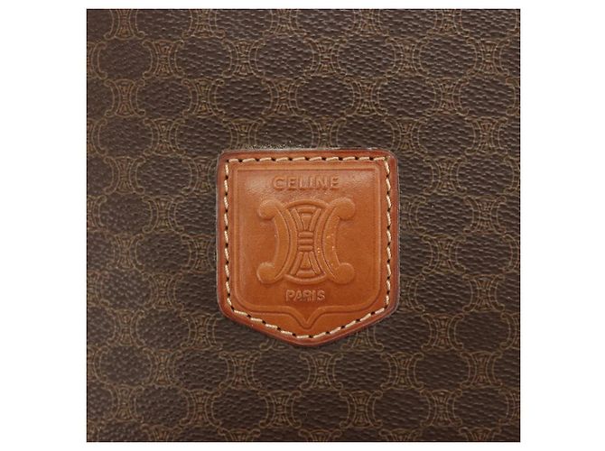 Céline Borsa a Tracolla CELINE Macadam Canvas PVC Pelle Marrone Oro Auth 194254A D'oro - vista 19