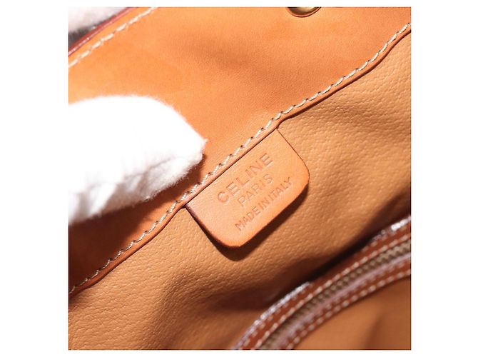 Céline Borsa a Tracolla CELINE Macadam Canvas PVC Pelle Marrone Oro Auth 194254A D'oro - vista 20
