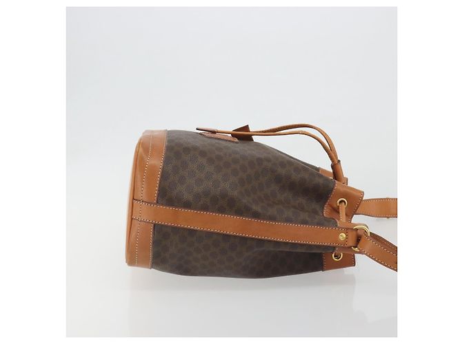 Céline Borsa a Tracolla CELINE Macadam Canvas PVC Pelle Marrone Oro Auth 194254A D'oro - vista 3