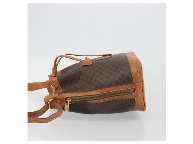 Céline Borsa a Tracolla CELINE Macadam Canvas PVC Pelle Marrone Oro Auth 194254A D'oro - vista 4