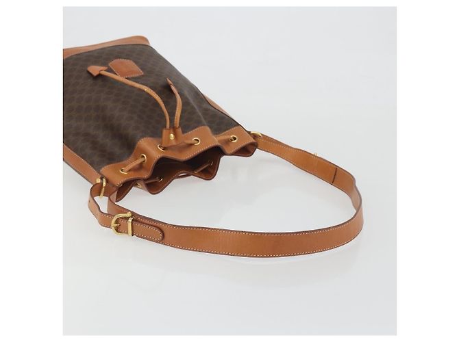 Céline Borsa a Tracolla CELINE Macadam Canvas PVC Pelle Marrone Oro Auth 194254A D'oro - vista 7