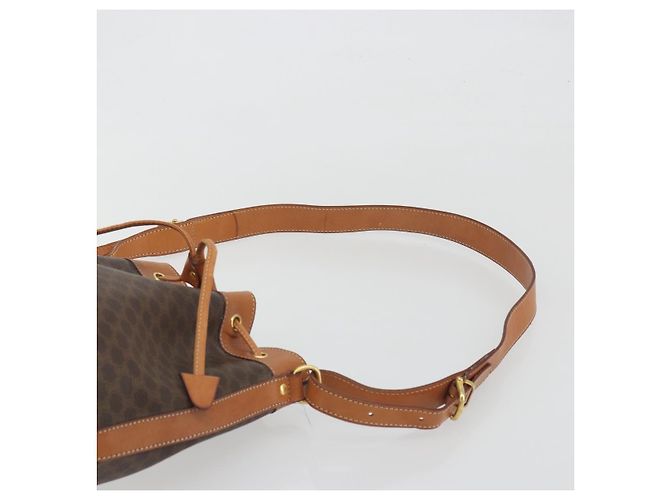 Céline Borsa a Tracolla CELINE Macadam Canvas PVC Pelle Marrone Oro Auth 194254A D'oro - vista 8