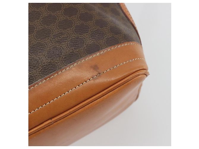 Céline Borsa a Tracolla CELINE Macadam Canvas PVC Pelle Marrone Oro Auth 194254A D'oro - vista 9