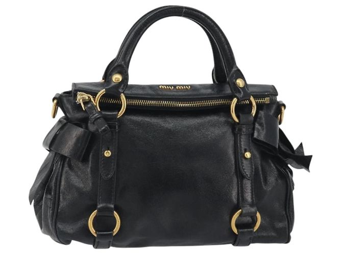 Borsa a mano Miu Miu in pelle nera tono oro Auth 195427 Nero - vista 13