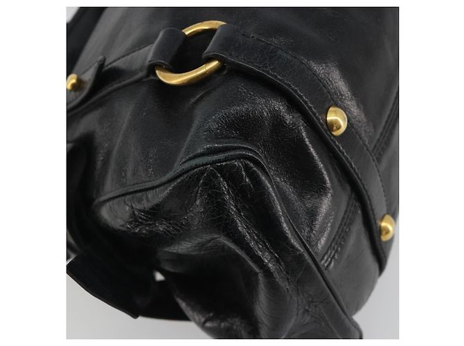Borsa a mano Miu Miu in pelle nera tono oro Auth 195427 Nero - vista 15