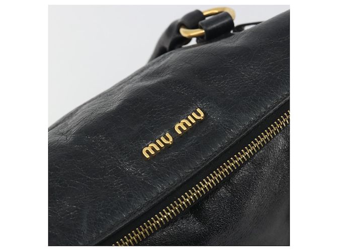 Borsa a mano Miu Miu in pelle nera tono oro Auth 195427 Nero - vista 17