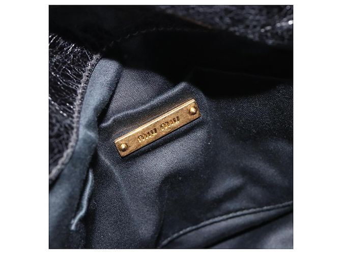 Borsa a mano Miu Miu in pelle nera tono oro Auth 195427 Nero - vista 18