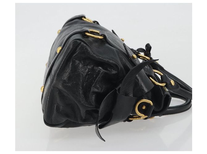 Borsa a mano Miu Miu in pelle nera tono oro Auth 195427 Nero - vista 3