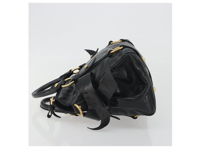 Borsa a mano Miu Miu in pelle nera tono oro Auth 195427 Nero - vista 4