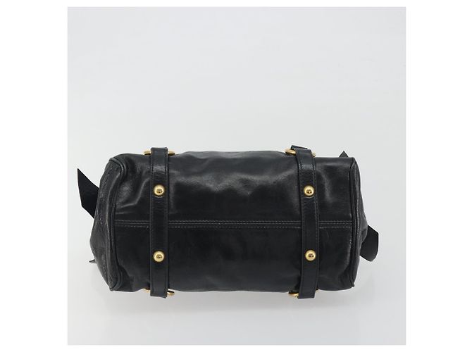 Borsa a mano Miu Miu in pelle nera tono oro Auth 195427 Nero - vista 5