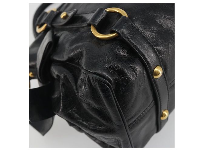 Borsa a mano Miu Miu in pelle nera tono oro Auth 195427 Nero - vista 9