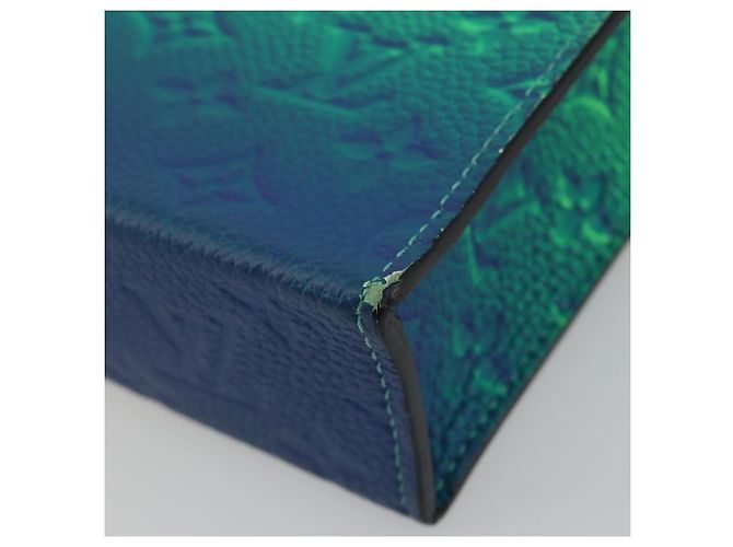 LOUIS VUITTON Taurillon Clemence Illusion Sac Plat XS Verde M81221 Auth 193755SM Blu - vista 10