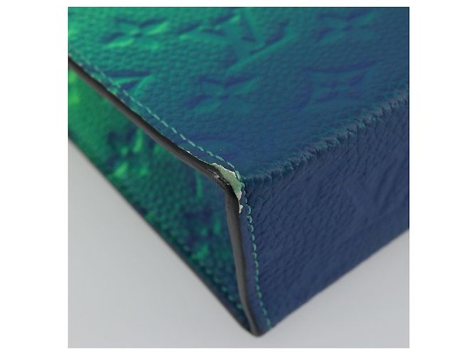 LOUIS VUITTON Taurillon Clemence Illusion Sac Plat XS Verde M81221 Auth 193755SM Blu - vista 17