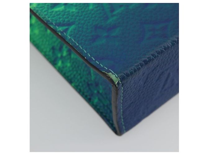 LOUIS VUITTON Taurillon Clemence Illusion Sac Plat XS Verde M81221 Auth 193755SM Blu - vista 19