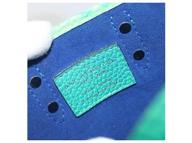LOUIS VUITTON Taurillon Clemence Illusion Sac Plat XS Verde M81221 Auth 193755SM Blu - vista 21