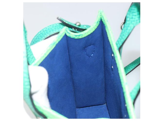 LOUIS VUITTON Taurillon Clemence Illusion Sac Plat XS Verde M81221 Auth 193755SM Blu - vista 22