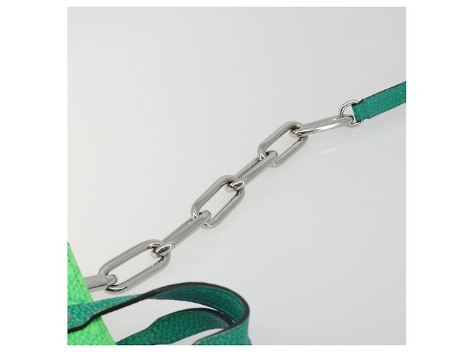 LOUIS VUITTON Taurillon Clemence Illusion Sac Plat XS Verde M81221 Auth 193755SM Blu - vista 9