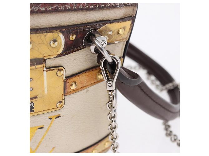 Bolsa de mão LOUIS VUITTON Trompe l'oeil Couro Navy Silver M52350 LV Auth 196213 Prata Azul marinho - vista 10