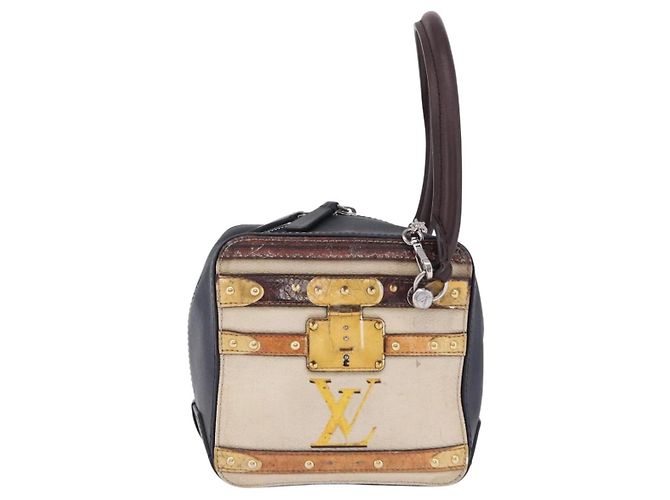 Bolsa de mão LOUIS VUITTON Trompe l'oeil Couro Navy Silver M52350 LV Auth 196213 Prata Azul marinho - vista 13