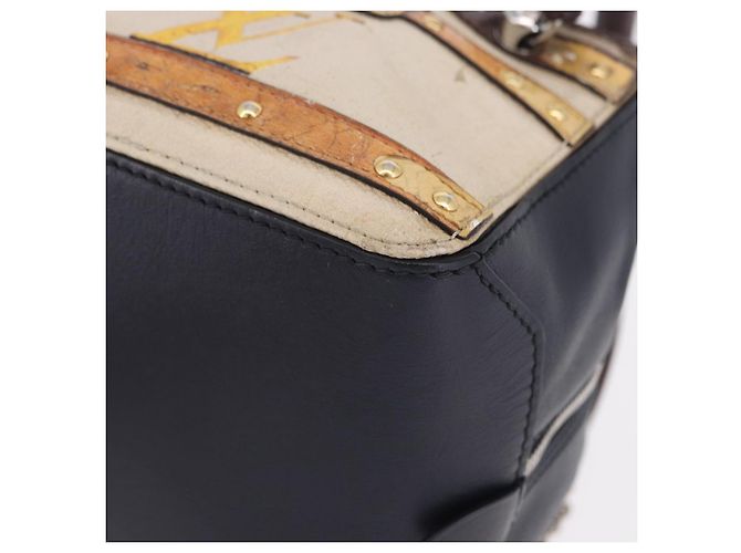 Bolsa de mão LOUIS VUITTON Trompe l'oeil Couro Navy Silver M52350 LV Auth 196213 Prata Azul marinho - vista 16
