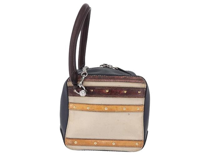 Bolsa de mão LOUIS VUITTON Trompe l'oeil Couro Navy Silver M52350 LV Auth 196213 Prata Azul marinho - vista 2