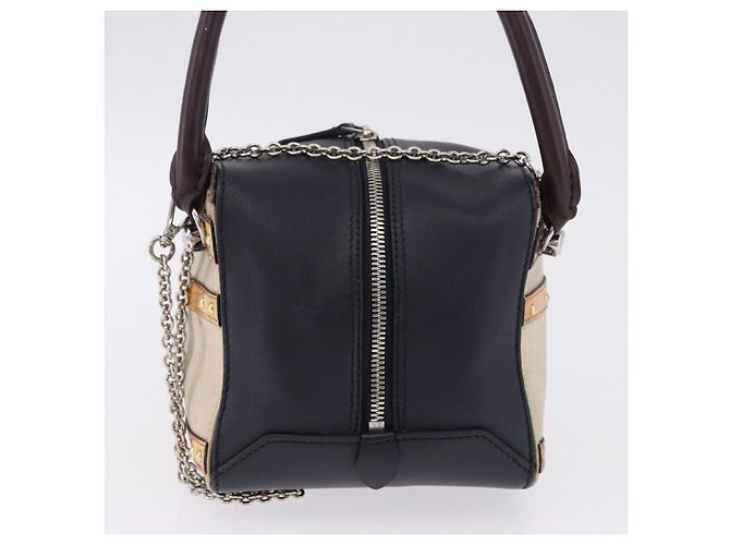 Bolsa de mão LOUIS VUITTON Trompe l'oeil Couro Navy Silver M52350 LV Auth 196213 Prata Azul marinho - vista 3